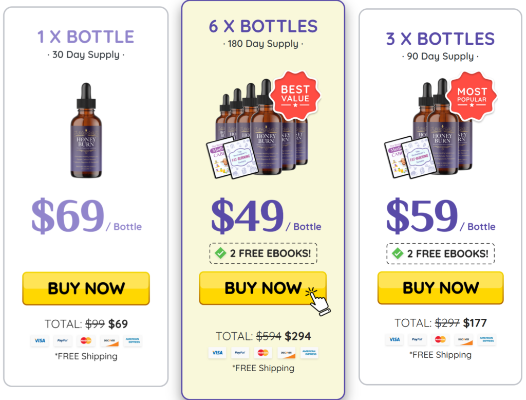 HoneyBurn review — official pricing and bottle options for HoneyBurn weight loss drops