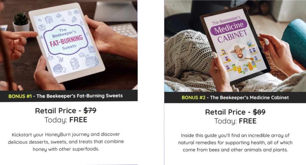 HoneyBurn review — free bonus ebooks included with 3 and 6 bottle orders