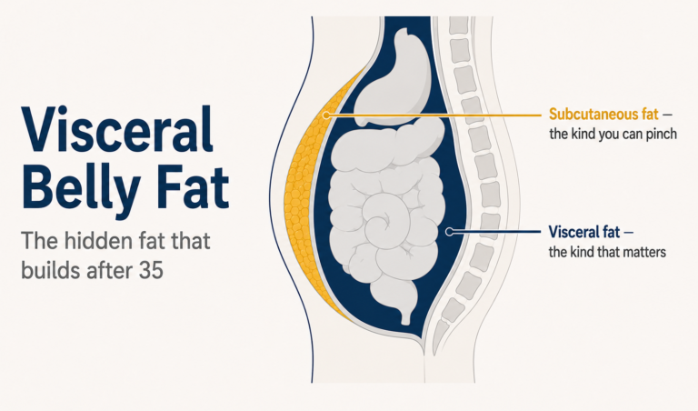 Visceral belly fat explained — the deep fat around organs versus subcutaneous fat under the skin