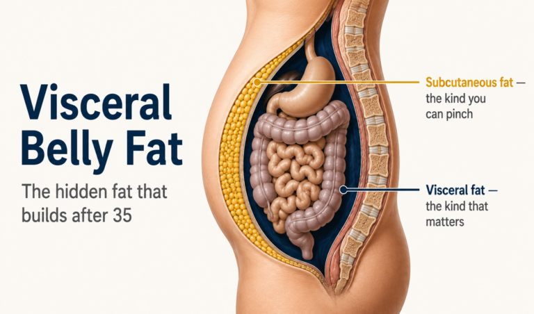 Visceral belly fat explained — the deep fat around organs versus subcutaneous fat under the skin